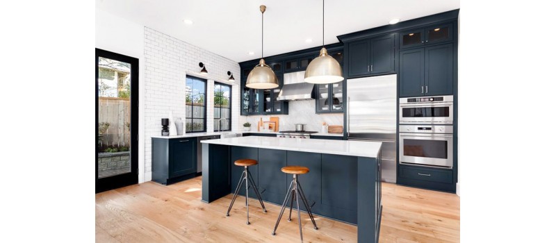 Improve the Aesthetics of Your Kitchen with Blue Mid-Century Kitchen Cabinets 